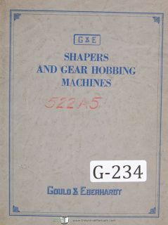 Gould Eberhardt Operators 9H Manuf Gear Hobber Manual