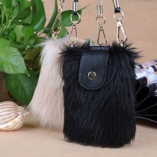 Girl Cute Faux fur Bag Wallet Elegant Case for Sumsang for Iphone 4 4s 