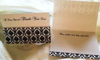 25 Damask Themed Thank You Cards 4x6 size, quality cardstock, fancy 
