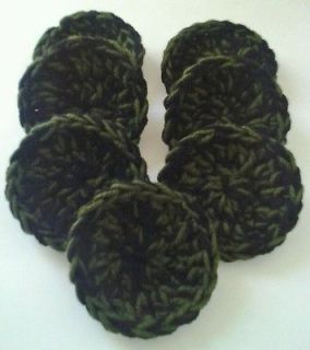 Crochet Scrubbies/Scru​bbers   Set of 7   Black & Forest Green