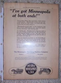 1923 Minneapolis Threshing Machine Ad Farm Hopkins MN o