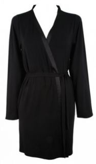 Calvin Klein Womens Essentials with Satin Trim Short Robe   Black 