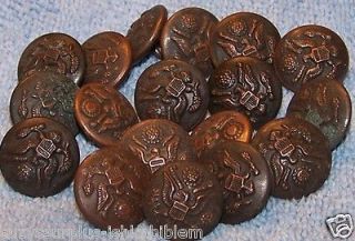 WWI US Army 5/824L15mm Copper / brass Buttons mfg by Horstmann 
