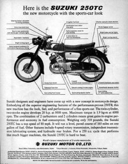 1962 Suzuki 250 TC Motorcycle Original Ad