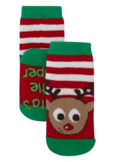 Matalan   Reindeer Slipper Socks