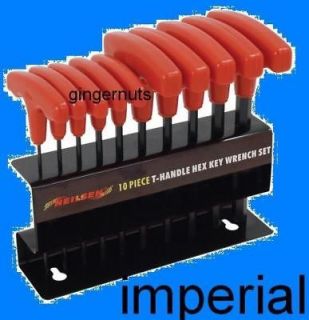 10pc Imperial Hex Allen Key Set T Handle 4 Easy Turning Great For 