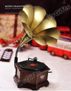   Made Tin Metal Art Bar Decor Model Phonograph Vinyl Record Player H