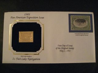 22 kt GOLD REPLICA 1 CENT FAST LAKE NAVIGATION 1ST DAY ISSUE MAY 1 