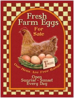 10373   6 x 8 Vintage Metal Fresh Farm Eggs for Sale Steel Sign 