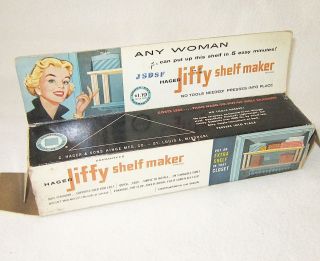 Vintage 1957 Hager Jiffy Shelf Maker No Tools Brackets BOX Supports 