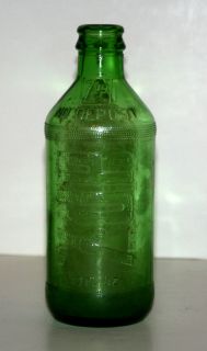 Vintage 6 1/2 Tall Embossed Green 7UP Glass Bottle