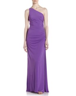 One Shoulder Beaded Side Gown, Amethyst   