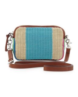 Striped Raffia Crossbody Bag   