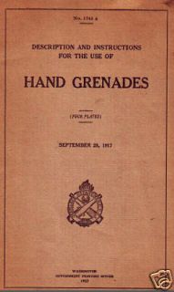 MARK 1 HAND GRENADE MANUAL WW1 REFERENCE