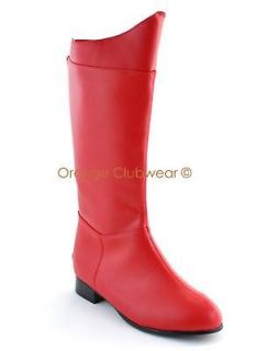   MENS Red Comic Superhero Knee High Costume Boots Halloween Boots Shoes