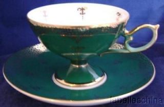 Lipper & Mann Royal Halsey Teacup Saucer Pedestal Emerald & Lavish 
