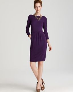 Halston Heritage NEW Purple Scoop Neck Pleated Wear to Work Dress 4 