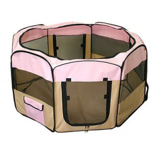   Large Dog Pet Cat Playpen Kennel Pen Crate w/Free Carrying Bag   Pink