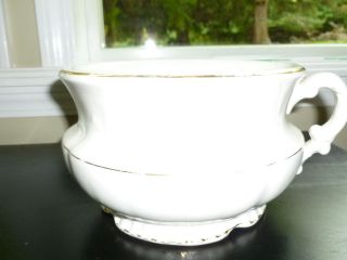 1890s Harker White Pottery Semi Porcelain Chamber Pot Nice Mold