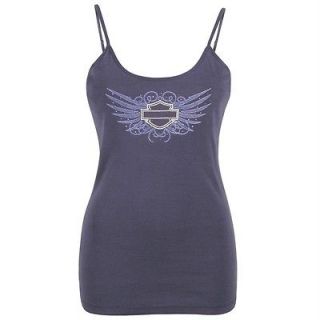HARLEY DAVIDSON EMBROIDERED PURPLE BLING TANK TOP WITH SHELF BRA 2X 