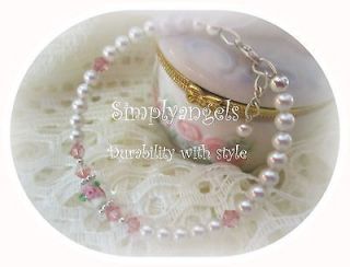   ~ VICTORIAN ROSE swarovski baby child girls white pearl bracelet