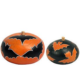 Bat Halloween Gourd Box from Peru   Fair Trade & Handmade   Small 