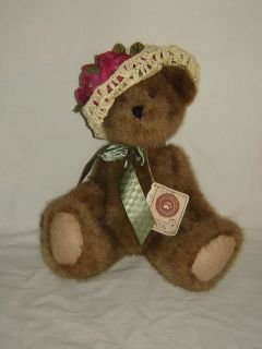 2000 Boyds Plush Brown Bear Grace with Straw Hat and Tags