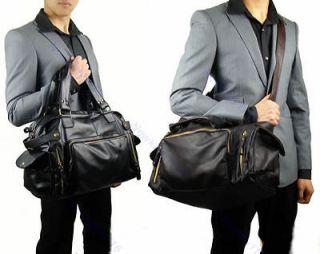 Mens Fashion PU Leather Gym Duffle Carry On Satchel Shoulder Travel 