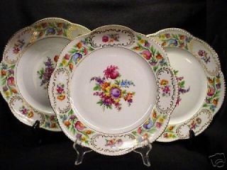 Bavaria China Dresden Flowers 3 Dinner Plates FREE SIPPING WITHIN USA
