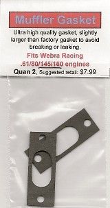 Webra Racing .61/80/145/160 Muffler Gasket 2 Pack NIP