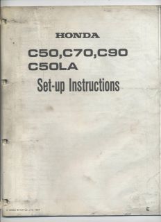 Honda C50,C70,C90,C50LA mopeds (1984) Dealership Set Up Manual C 50/70 