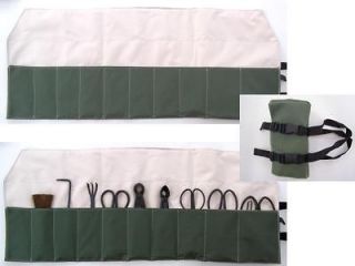 10 pocket Bonsai Tool Roll Heavy Duty Green