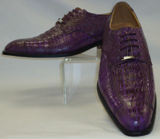 Mens Elegant Violet Purple Faux Alligator Print Dress Shoes Bolano 