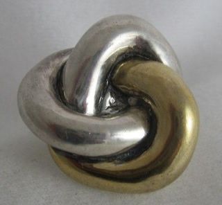VTG 1980S BIG & BOLD YAACOV HELLER STERLING & GOLD WASH 1 3/8 KNOTTED 