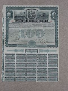   Territorial de Cuba $100 Oro Americano with coupons   Havana, Cuba
