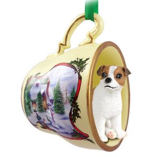 Jack Russell Terrier Dog Christmas Holiday Teacup Ornament Figurine 