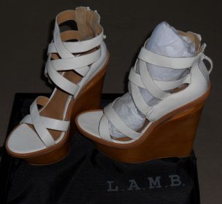 Gwen Stefani White leather Midori wedge sandals NEW with 