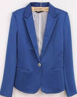 Candy Color Womens Casual slim One Button Tunic Foldable sleeve Blazer 