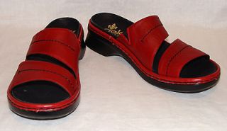 Rieker Antistress Hillary Red Leather Slides High Heels Sandals 9 9.5 