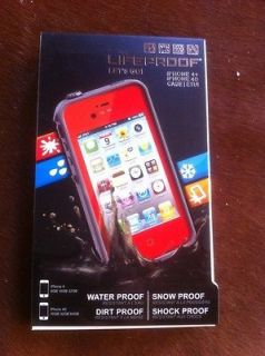 USED Lifeproof Waterproof case iPhone 4S 4 RED w headphone adapter