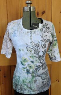 NWT WOMENS HENLEY TOP BLOUSE NATURE NORTH RIVER QUALITY NATURE SIZE 