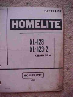 Homelite Chain Saw Parts List XL 123 XL 123 2 y