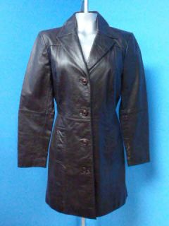     FITTED 3/4 LENGTH Brown LEATHER Women Coat Jacket   GOODBUYBARRY