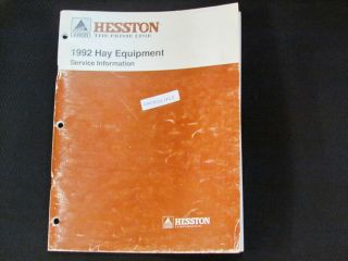 HESSTON HAY EQUIPMENT SERVICE MANUAL 1992
