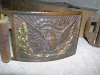 CIVIL WAR LEATHER BELT WITH BRASS EAGLE BELT BUCKLE AND SCABBARD 