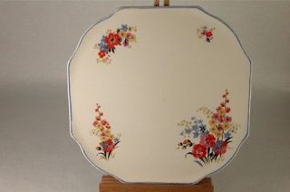 Vintage H&K Tunstall England Square Flat Cake Plate and Pansies Floral 