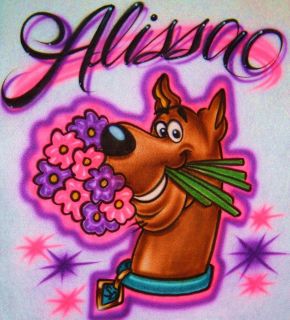  Personalized T Shirt With Scooby Doo and Flowers Custom Script Name
