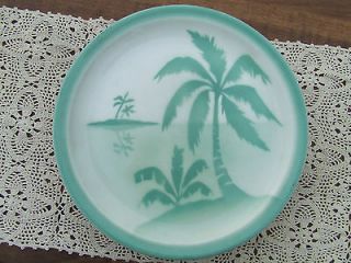   Airbrushed Dinner Plates Tropical Island Palm Trees Syracuse China
