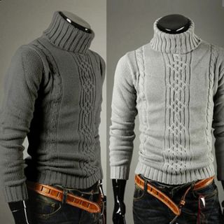 NEW Men Stylish Turtleneck Cardigan Jumper Sweaters Tops 2color US SM 