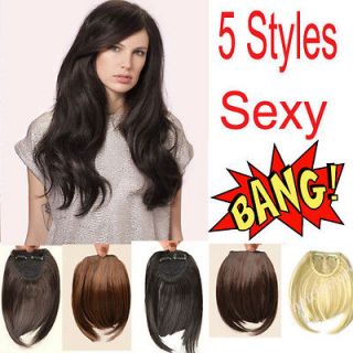 2013 dark black neat Clip in on Bang Fringe Hair Extension EU fashion